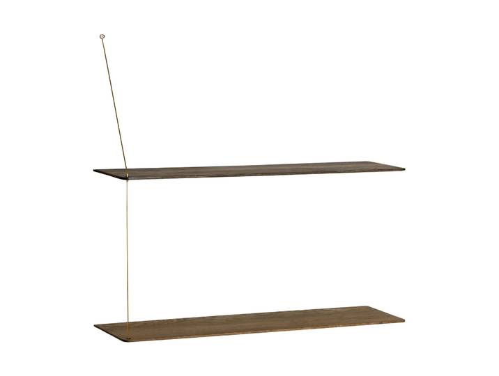 Woud Etagère Stedge Chêne fumé-laiton, 80 cm, 2 étagères