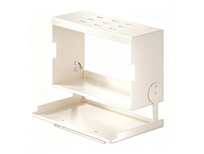 Topf- und Pfannenregal zur Wandmontage, 2-stufige Kochtopfaufbewahrung Gewürzregal for Badezimmer, Schlafzimmer, Gewürzdosen und Gewürzflaschen, Heimdekoration(White,40*19*16cm)