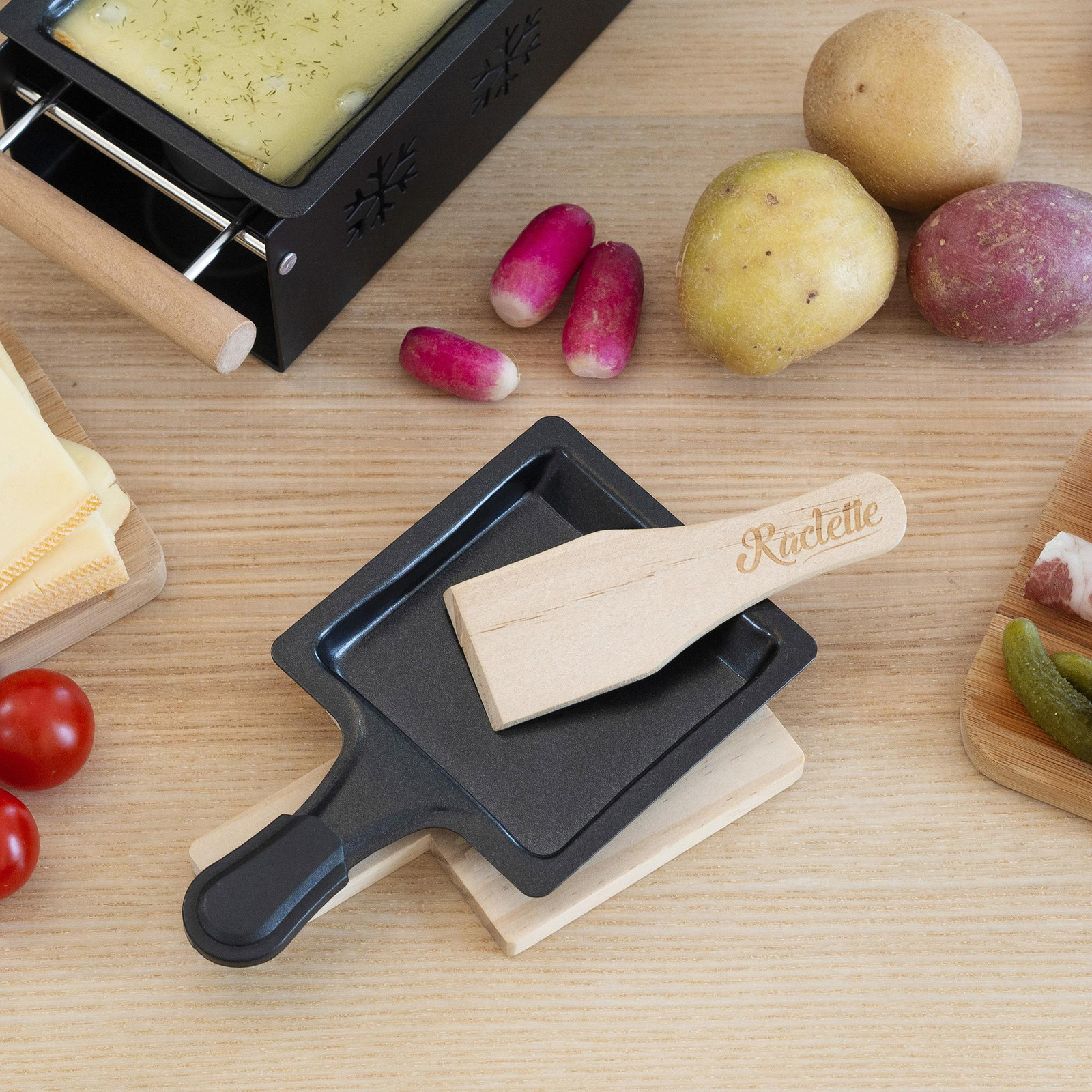 Cook Concept Raclette-schraper van hout, set van 4 stuks