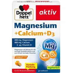 DOPPELHERZ Magnesium+Calcium+D3 Brausetabletten 6X15 St