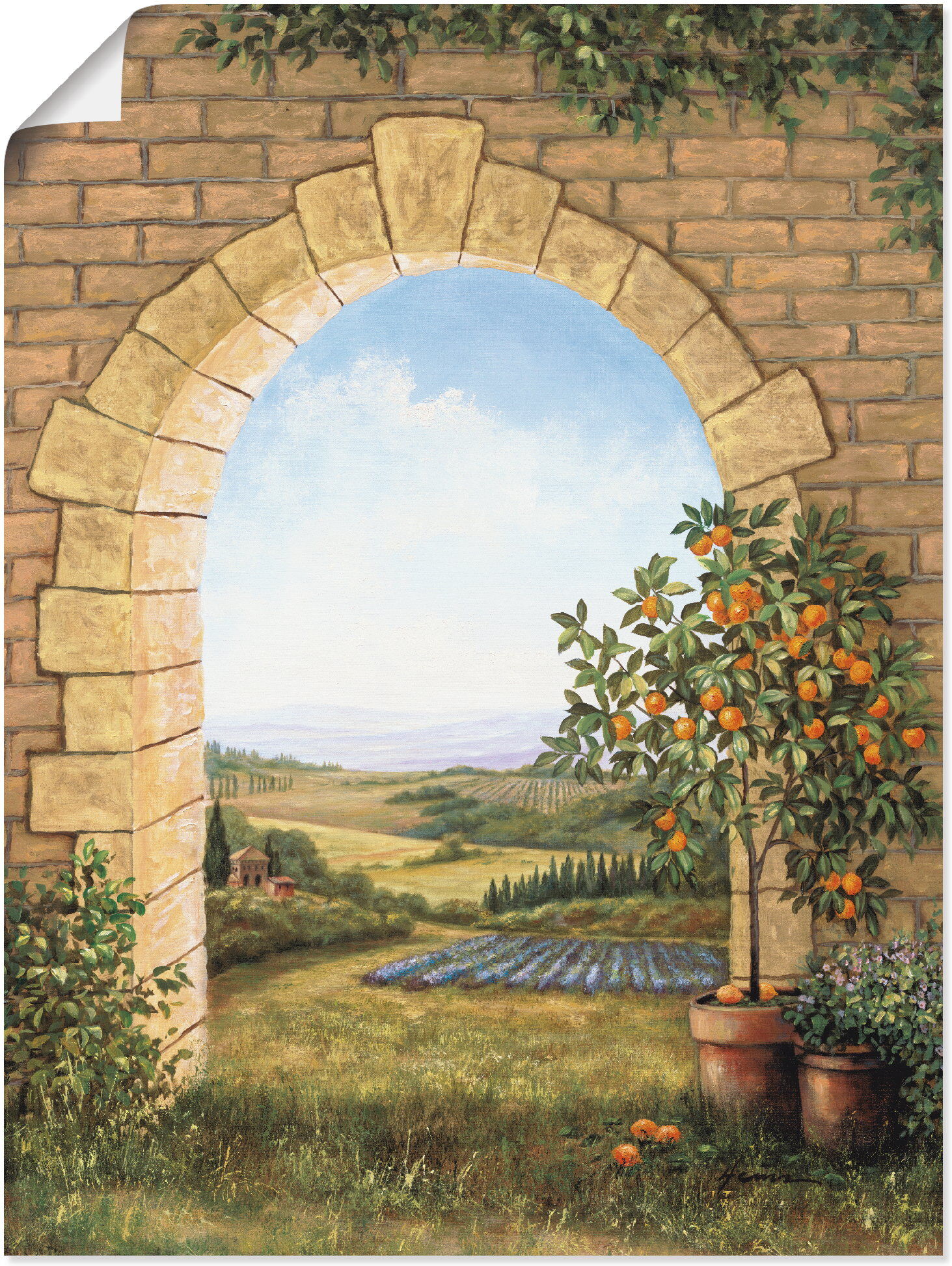Wandbild ARTLAND "Orangenbaum vor dem Torbogen", braun (farbe bild(er): braun), B:30cm H:40cm, Bilder, als Alubild, Leinwandbild, Poster in verschied. Größen