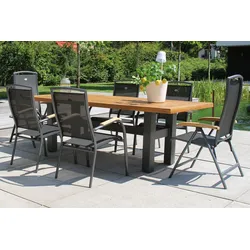 HARTMAN Sondermodell Yasmani/Raffaelo Garten-Essgruppe, xerix, Alu/Teakholz, 240x100cm, 4 Stapel-, 2 Klappstühle