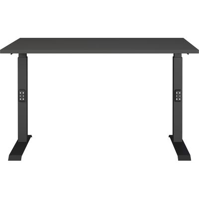 Schreibtisch GERMANIA "Lemont", grau (graphit, schwarz, graphit), B:120cm H:68cm T:80cm, Tische, Schreibtisch, Mechanisch höhenverstellbarer Schreibtisch