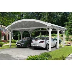 Skan Holz Franken Bogendach Doppelcarport Gr.1 635x541cm weiss Holzcarport