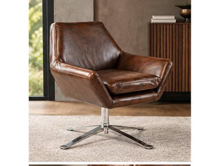 Vintage Echtleder Drehstuhl Braun Drehsessel Loft Stuhl Sessel Drehbar Retro Ledersessel Lederstuhl
