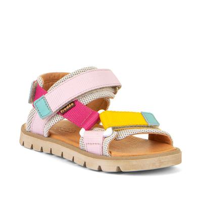 Sandale FRODDO, Jungen, Gr. 33, chromfrei gegerbt, rosa (rosa, multi), Leder, Textil, Schuhe Sandale, Trekking Schuh, Klettschuh mit Klettverschluss