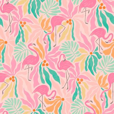 WallPops Flamingo Fun Pink and Green Peel and Stick Wallpaper
