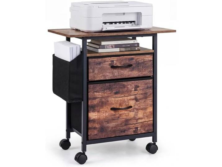 Costway Caisson De Bureau À Roulettes 2 Tiroirs\, Poche