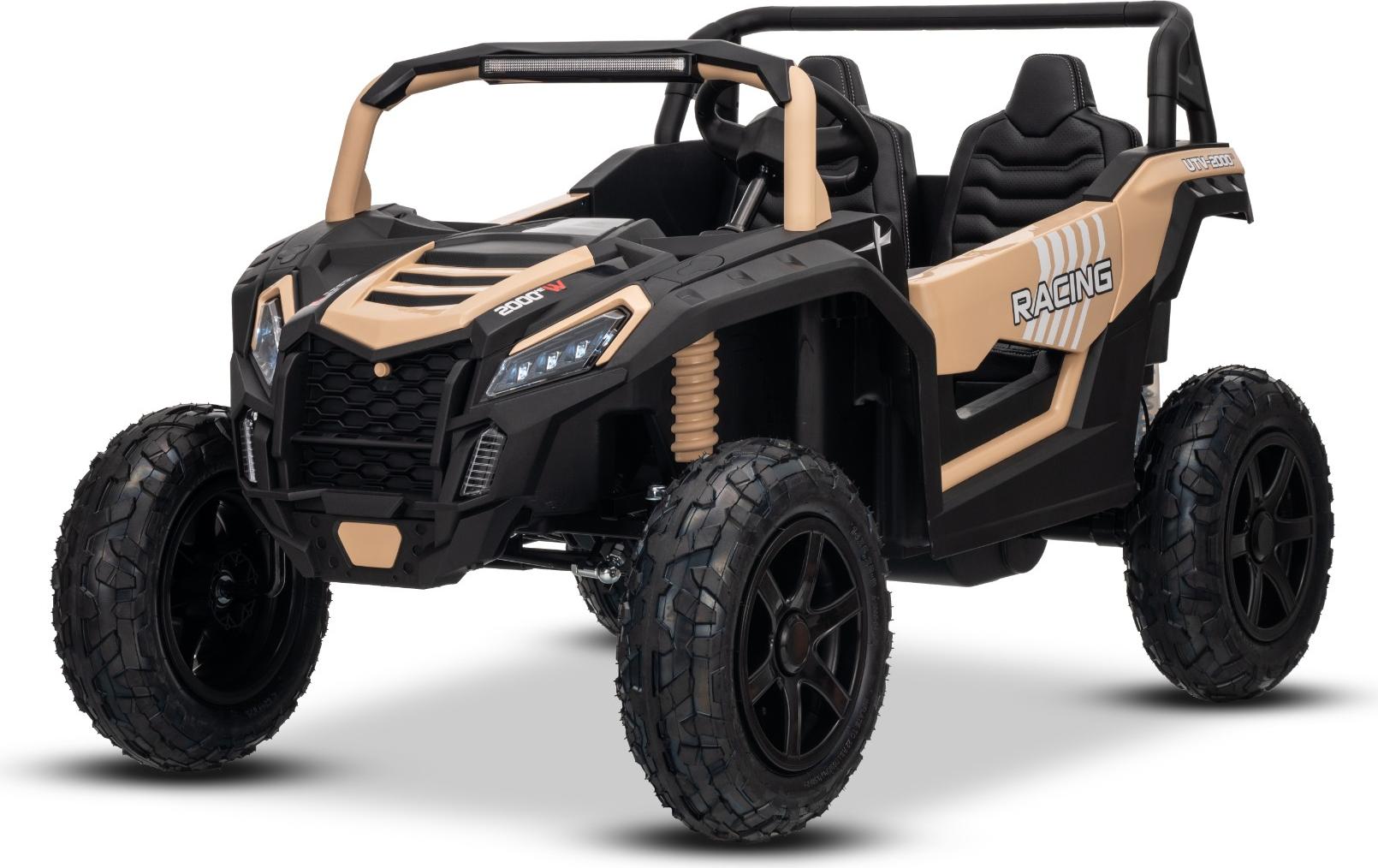 Elektroauto für Kinder UTV XXL 24V in Khaki - 2-Sitzer, Aufblasbare Gummireifen, Scheibenbremse, Differenzialantrieb