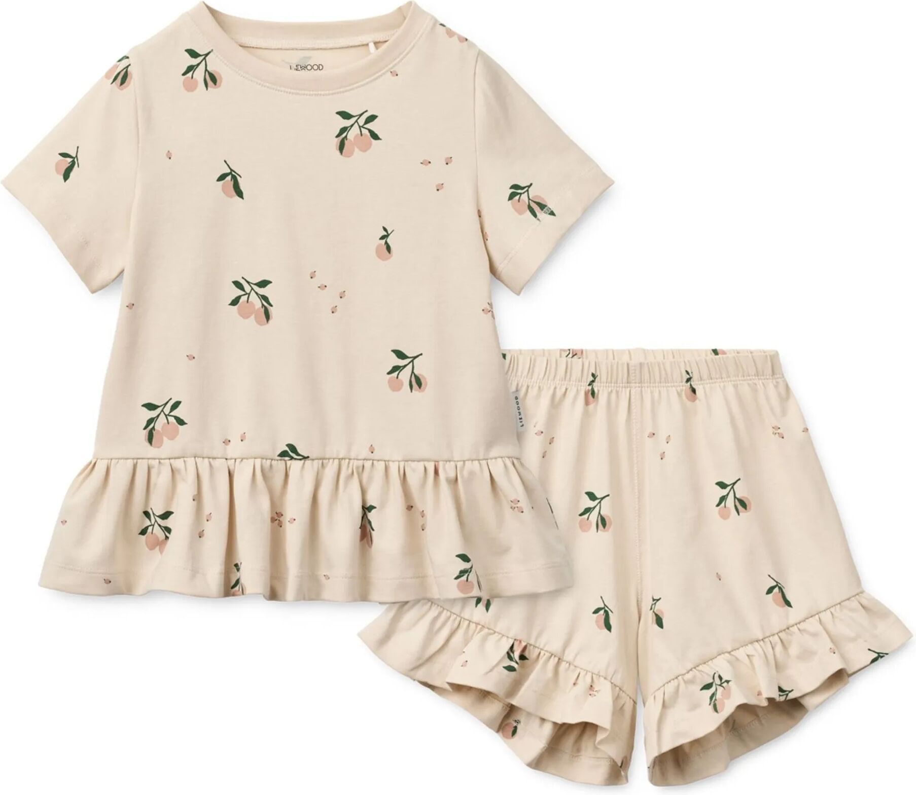 Liewood Ensemble T-shirt et Short Ilford Pêches Coton Bio Ecru 3/4 ans