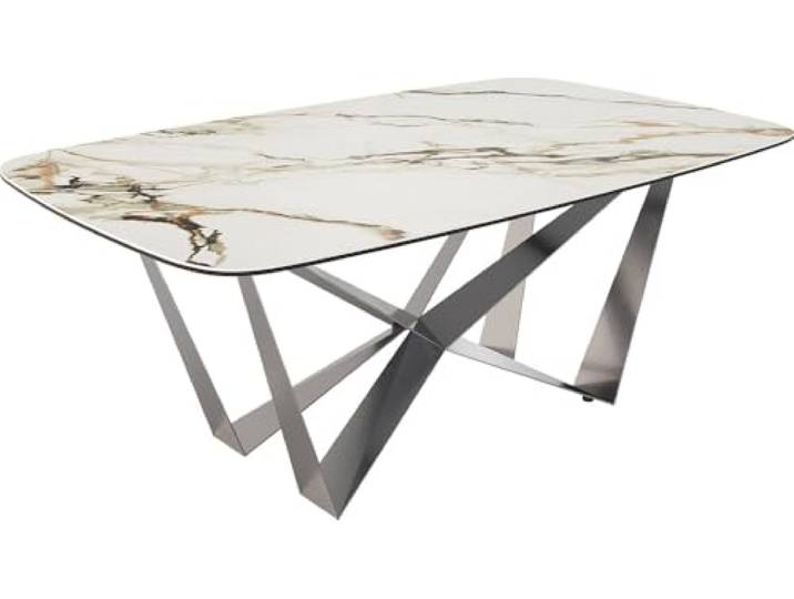 Esszimmertisch Edge Boot Keramik Calacatta Luxe Weiß-Gold-Grau 200x100