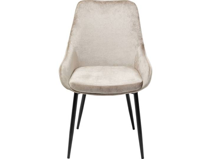 Chaise en velours beige et acier noir