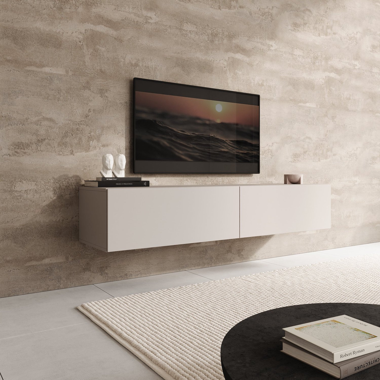 Meubella TV-meubel Palm - Beige - Breedte: 160 cm