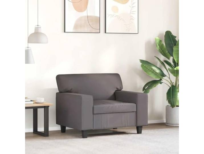 KTHLBRH Grauer Sessel 60 cm aus Kunstleder Modernes Design, stabiler Metallrahmen, komfortabler Schaumstoff, maximale Belastung 110 kg