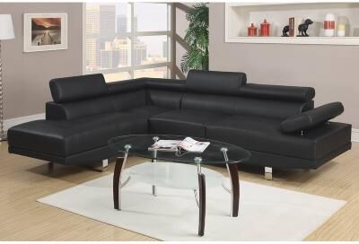 Esofastore Transitional Style 2pc Sectional Sofa Metal Legs Black Finish