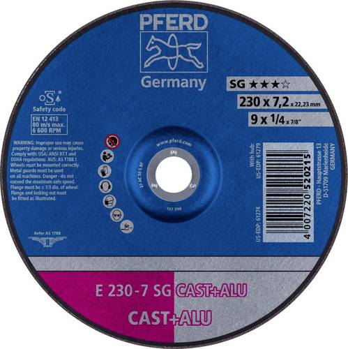 PFERD TOOLS 62223681 E 230-7 SG CAST+ALU Schruppscheibe gekröpft Durchmesser 230mm Bohrungs-Ø 22.23mm Aluminiumlegierung