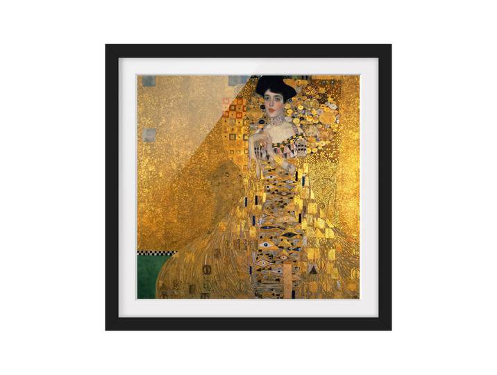 Impression d’art Adele Bloch-Bauer V Pin massif, verni mat Doré 30 x 30cm