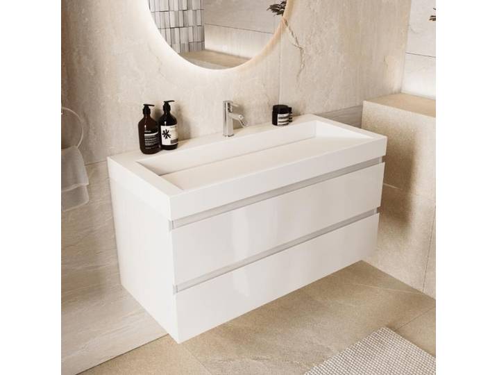 LOMAZOO Ensemble meuble de salle de bain Zarivo 60 cm - Blanc brillant