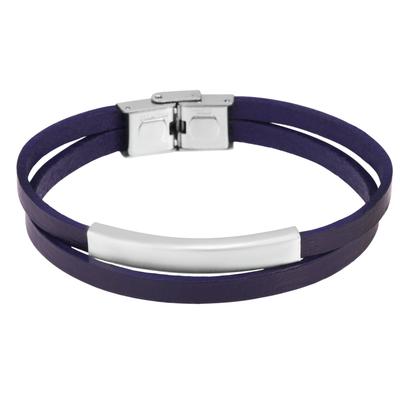 Armband ADELIA´S "Armband aus Leder 21 cm", lila (blau), Armbänder, Damen, 21cm, Leder, Armband, Zum Verschenken an Menschen, die Ihnen am Herzen liegen