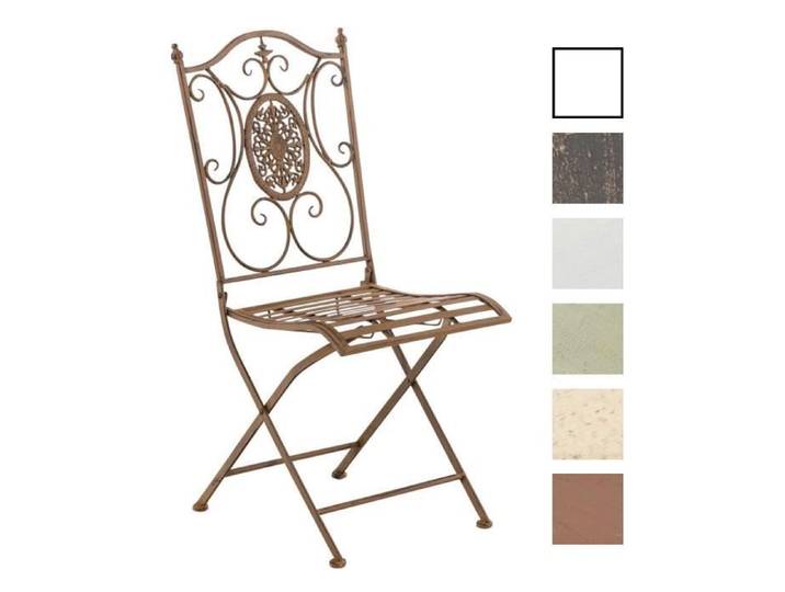 Chaise pliante de jardin en fer forgé solide et résistant - CLP Sibell - Marron antique