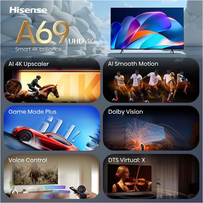 Hisense Smart Tv Led 4k 55" 55a69s-nero