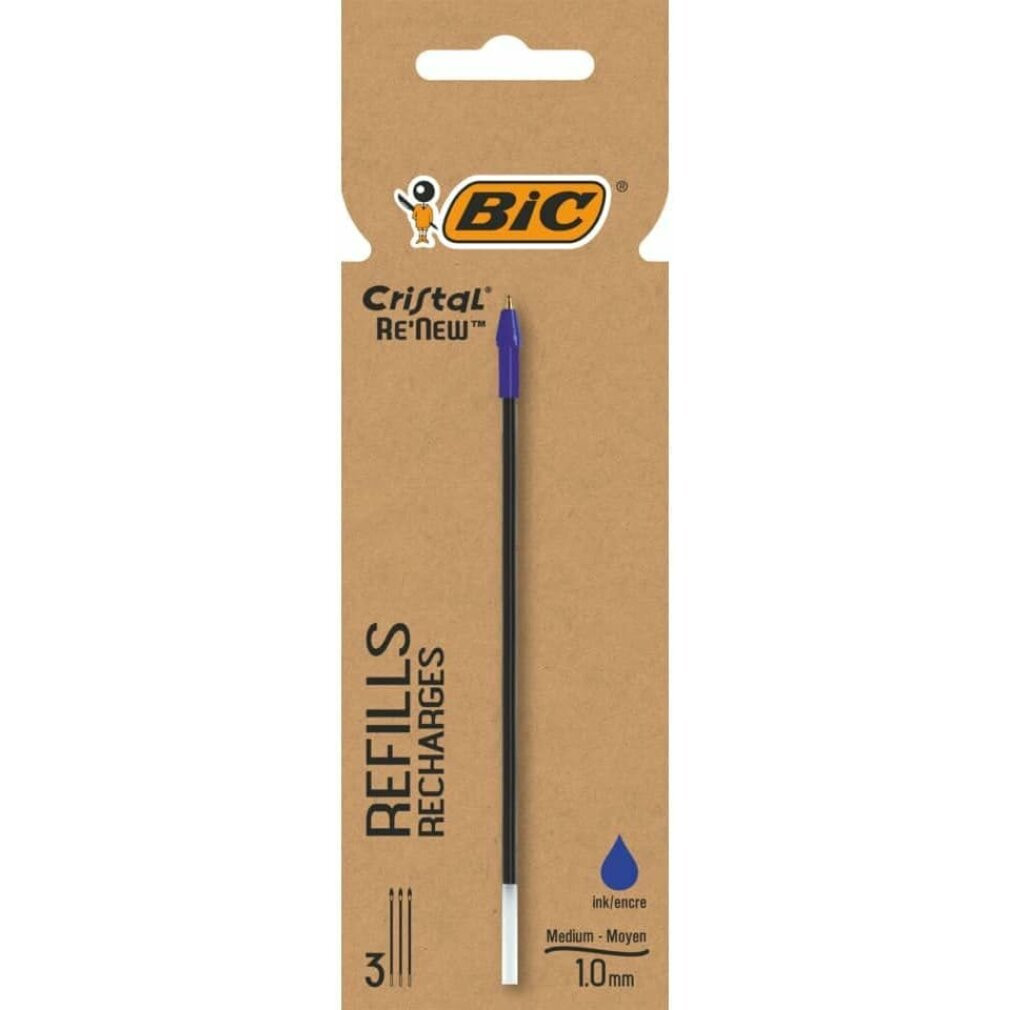 BIC 503838 Cristal Re'New Kugelschreiberminen Blau (3 stuks)