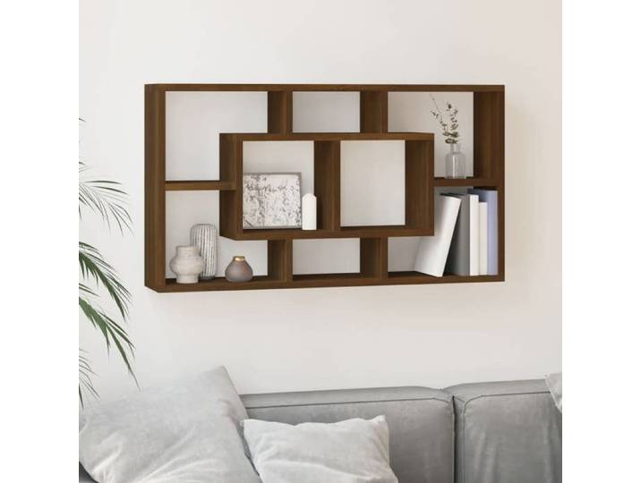 Étagère murale 8 compartiments-Étagère flottante-Étagère de rangement suspendue Chêne marron 498442