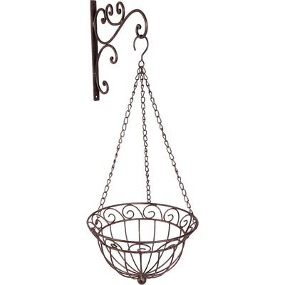 Blumenampel OTTO HOME "mit robustem Wandhalter", braun (antikbraun), B:70cm H:75cm, Metall, Dekohänger, aus pulverbeschichtetem Metall für draußen geeignet