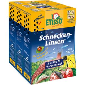 Etisso Schneckenkorn Schnecken-Linsen, regenfest, Streugranulat mit Eisen-III-Phosphat, 3 x 300 g für 1500 m²