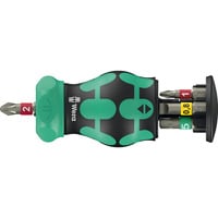 Kraftform Kompakt Stubby Magazin RA 1, Bit-Satz schwarz/grün, 6-teilig, 1/4", mit Ratschenfunktion