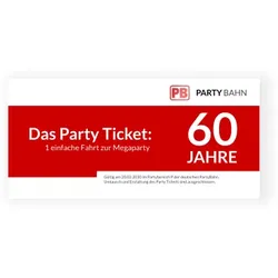 60. Geburtstagseinladungen in Rot im Design "Partybahn" - Musterkarte