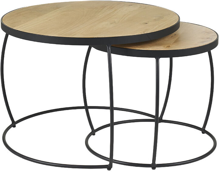 Miliboo Tables basses gigognes rondes bois manguier massif (lot de 2) BARREL