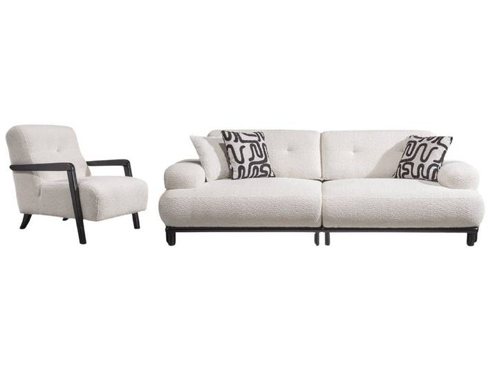 Villa Möbel Polstergarnitur Panda, (Sofa Set, Set besteht aus: 2 Sitzer+Sessel), mit Relax-/Bettfunktion durch verstellbare Rückenlehne