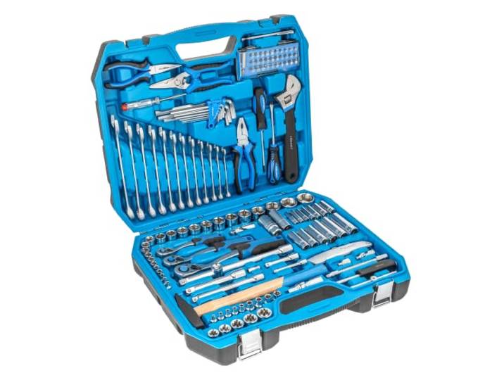 Högert Technik - Kit d'outils I Clé à douille\, embouts et accessoires I Acier allié chrome-vanadium I Forgé I Mécanisme à cliquet avec 72 cliquets de verrouillage I HT1R439 131 pièces