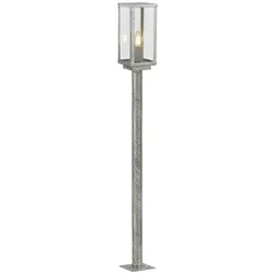 Außenleuchte Stehlampe Standleuchte Baustahl Glas klar silber verzinkt E27 90 cm