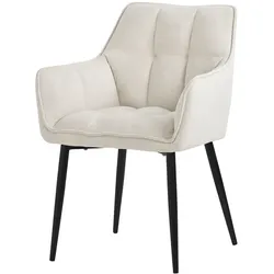 ML-Design Esszimmerstuhl Creme aus Frotteestoff mit dickem gepolsterter Sitz