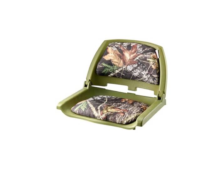 VEVOR Siège de Bateau à Dossier Bas\, Support de Siège de Bateau Pliable\, avec Coussin en Éponge Épais et Tissu en Polyester PU\, Cadre en PP Solide\, Rabattable\, pour Pêche\, Yachts\, Navires\, Camouflage