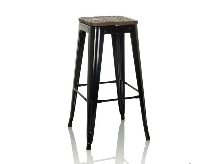 Tabouret de bar - hjh OFFICE - VANTAGGIO HIGH WS - Noir - Acier / Bois