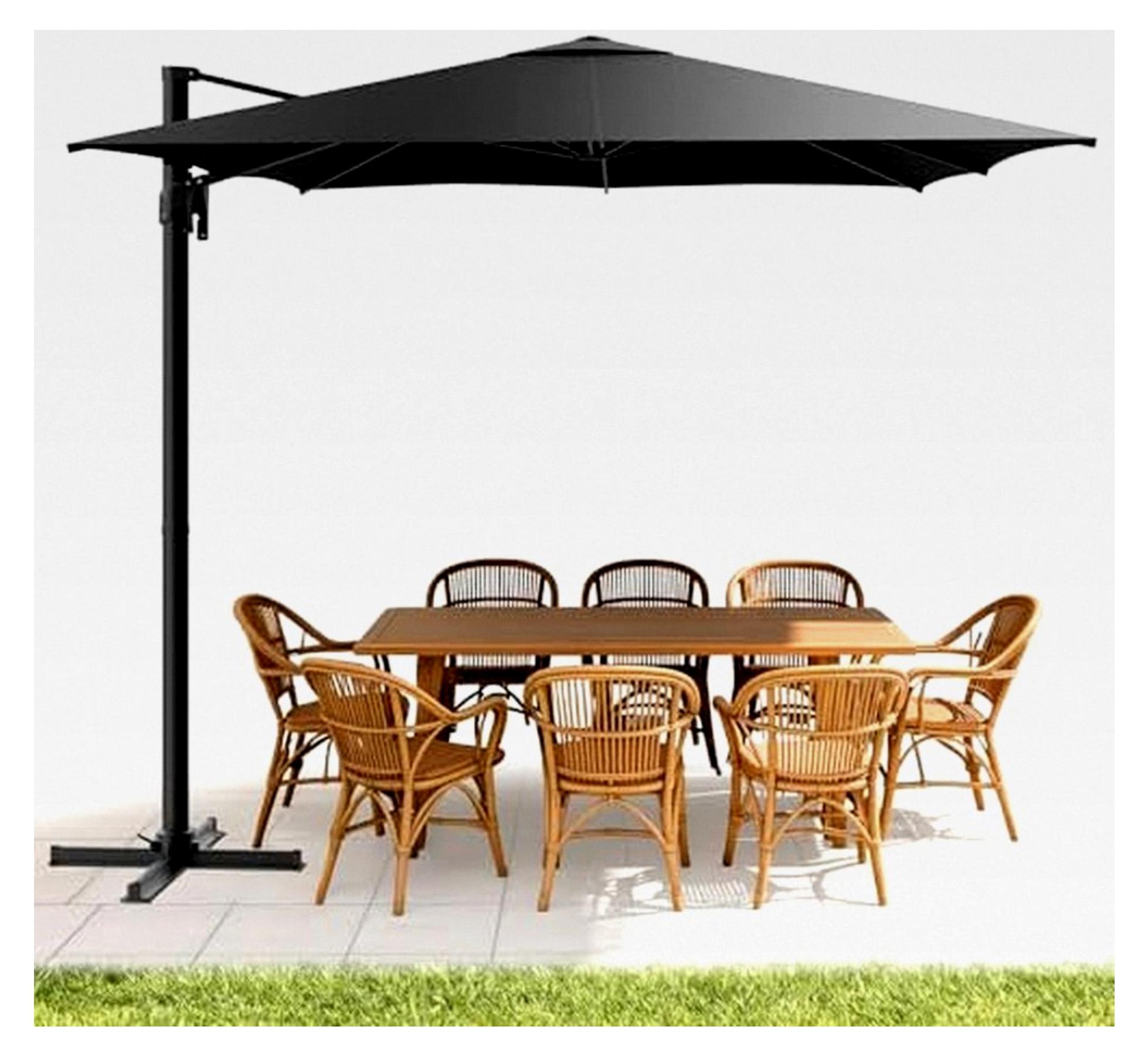 Ampelschirm 300 x 300 cm: UV-Schutz 50+ & 360° Rundumabdeckung, windfest aus Aluminium mit einfacher Höhenverstellung - Grau