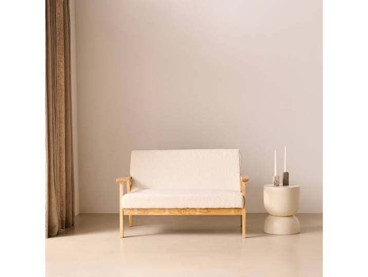 Banquette canapé bois et tissu bouclette