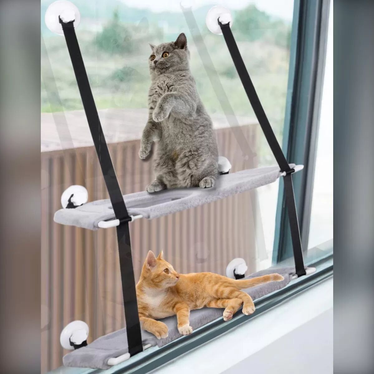INF Hamac pour Chat à Ventouses - Lit Suspendu pour Chat d'Intérieur Le noir