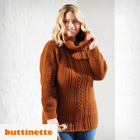 Strickanleitung – Oversized Pullover mit Aranmuster Versailles