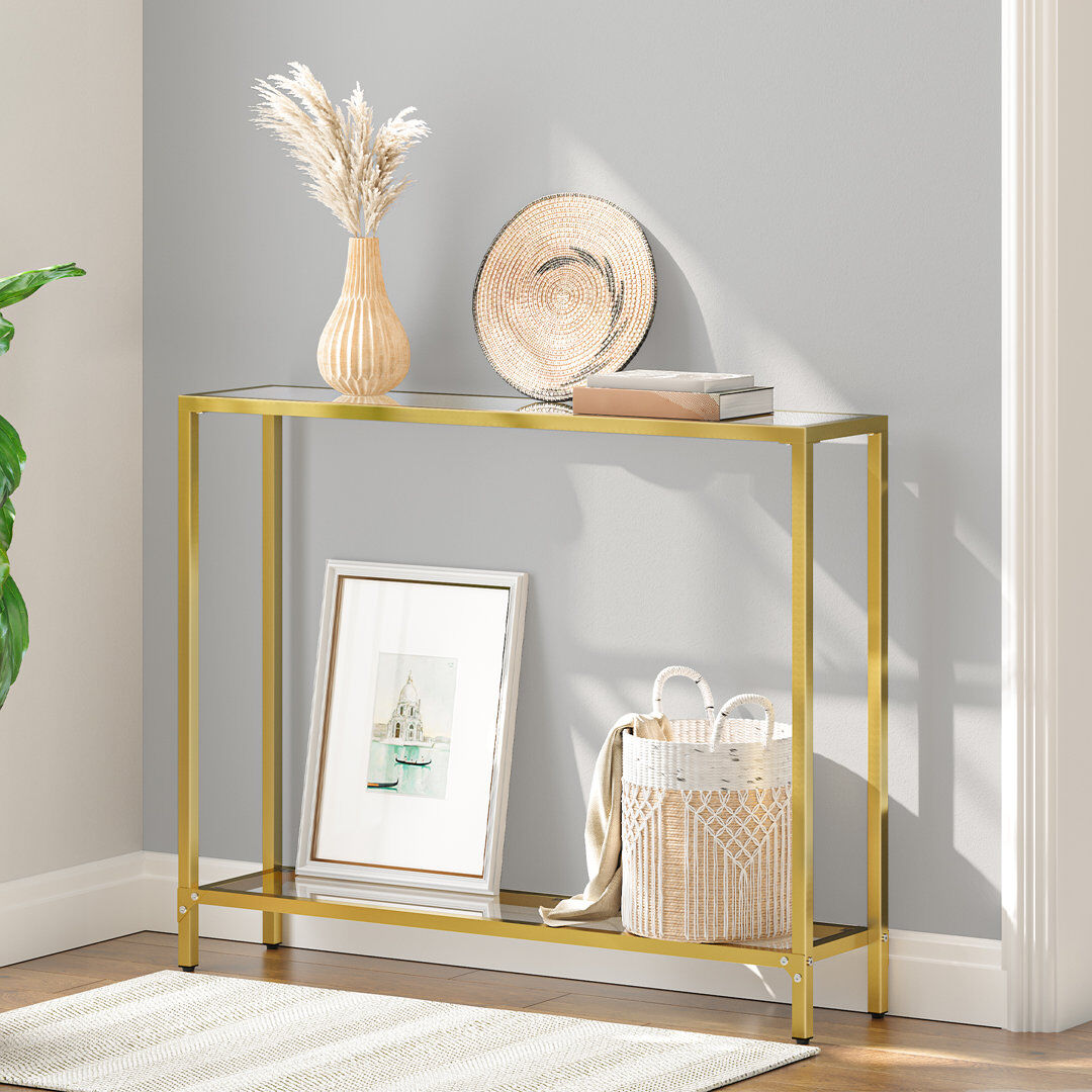 Fairmont Park Karmakar 100cm Glass Top Console Table Gold 80cm H X 100cm W X 22cm D