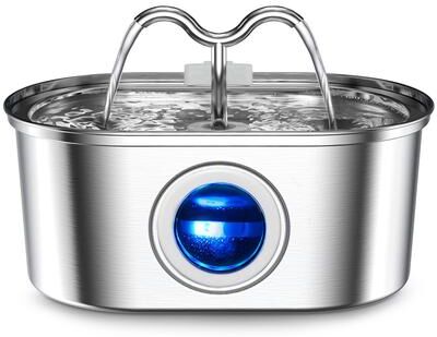 Youfap Market Stainless Steel Pet Water Fountain With LED Light & Silent Pump basic Model