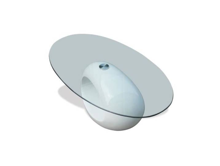 Table basse - MEE - Ovale - Verre - Blanc brillant - Design contemporain