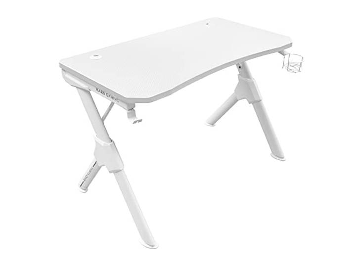 Mars Gaming MGDW\, Bureau Gamer Ergonomique\, Support Casque et Boissons\, Blanc