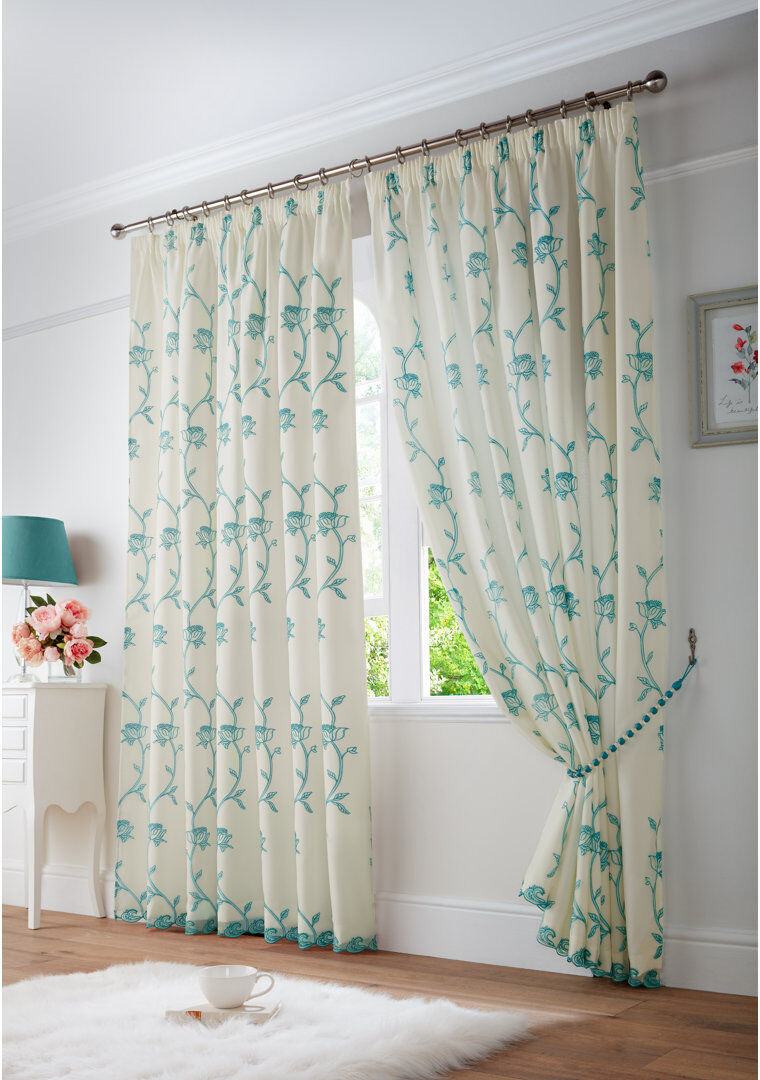 Rosalind Wheeler Cathryn Semi Sheer Curtain Pair Red Width 229cm x Drop 229cm