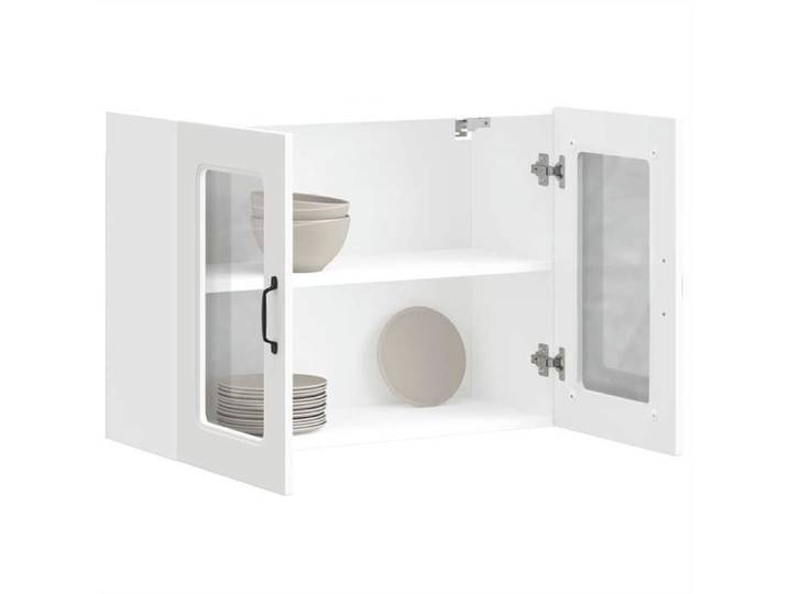 Caisson haut cuisine Blanc - LEMON® Meuble mural de cuisine avec porte en verre Kalmar - Blanc - 766 - Soldes