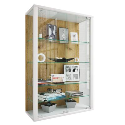 Wandregal VCM "Wandvitrine Hängevitrine Glasvitrine Glas Udina L", braun (weiß, honig, eiche), B:60cm T:25cm, Regale, Wandregal