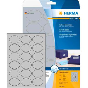 Herma 4116 Silber-Etiketten 58,4x42,3mm wetterfest, 450 Stück